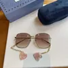 Sunglasses Designer Women's Love Earrings chain fashion versatile metal frame sunglasses 1031 UV protection JC5L