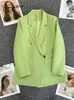 Damenanzüge Blazer Yitimuceng Frauen grüne Jacken Frühlingssommer Fashion Office Ladies Elegante Mäntel Casual Double Breauzed Außenbekleidung 230817