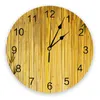 Horloges murales bambou feuilles horloge salon décor intérieur grand quartz rond de table de table de table de chambre à coucher