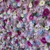 Dekorativa blommor 3D Artificial Flower Wall Panels Bakgrund bröllop med ljusrosa och himmelblå semesterparti Dekorationer LC005