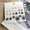 Stud Earrings Fashion Crystal Star Moon Set For Women Black Square Round Ball Flower Butterfly Jewelry Party Gift