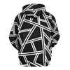 Frauen Hoodies abstrakte Geometrie Winter Schwarze Linien Drucken Hip Hop Übergroßer Hoodie Langarm