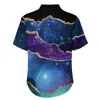 Men's Casual Shirts Purple Teal Gold Marble Blouses Man Elegant Galaxy Print Hawaii Short-Sleeve Streetwear Oversize Vacation Shirt