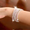 Simple rangée d'argent brillant simple diamant forage petit acajou fin large bracelet de bonbons extensible Bracelet en argent