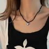 Chains Black Crystal Stitched Love Necklace Girl Hip Hop Sweet Cool Design Sense Collarbone Chain