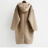 Trench da donna Autunno femmina cappotto con cappuccio con cappuccio fitto midi sciolto giacca dritta inverno inverno giovane abbigliamento femmina casual femmina