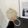 Factory Wholesale Ladies Sacs d'épaule 4 couleurs Personnalité Alloy Hollow Round Handsbags Niche Design Acrylique Tassel Sag Tendance Diamond Diamond Handsbag 0629 #