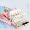 Sieradendozen reizen sieraden Organisator Case Bangle Bracelet Small Box Pu lederen ketting oorbellen vrouwen draagbare sieraden opslag h dhzqr