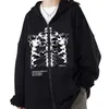 Женские толстовки толстовок Y2K Women Vintage Gothic Streetwear Skeletn Print Hoodies 90 -х