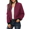 Jackets feminino Jaqueta de outono da primavera Women Classic Casat Bomber Bomber Solid Zip Up Black Red para Ladies Tops Mujer Vetement