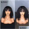 Кружевные парики Hine Make Sew в парике Human Hair Malaysian Kinky Curly с натуральным цветом для женщин, бесцветных длинных продаж Drop Pro Dhy4x