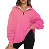 Damen Hoodies Mode lässig warm warmes Sweatshirt Langarm V Hals weiche Verlaufsfarbe Reißverschluss Pullover Frauen Damen Sportweste