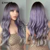 Synthetische Perücken Emmor Synthetic Ombre Purpur zu Silber Perücken natürliche blonde wellige Haar Perücke für Frauen Cosplay Orange- tägliche Party-Perücken mit Pony HKD230818