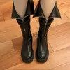 Boots Nouveaux talons hauts épais femmes Mid veau bottes punk chaud gothique gothique moto hauts bottes boucle