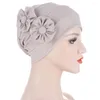 Ethnic Clothing Women Diamonds Flower Turban Cap Soild Color Muslim Headscarf Bonnet Inner Hijabs Arab Head Wraps Hat