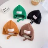 Berets South Korea Infants And Children Autumn Winter Ear Bandage Wool Hat Boys Girls Baby Knitted Solid Color Warm