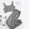 Women's Sleepwear Winter Warm Pajamas Thickened And Comfortable Casual Suit Vest Trousers Sports Home Solid Color Set