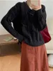 Kadın Sweaters Üstleri Kadınlar 2023 Vintage Kore Moda Şık Püskül Sonbahar Kış Giysileri Büyük Boy Külep Kadın Örme