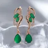 Dangle Earrings Wbmqda Fashion Emerald Drop For Women 585 Rose Gold Color With White Natural Zircon Fine Crystal Flower Jewelry Gifts