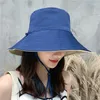 Bérets Fashion Casual Sun Bucket Hat large bord pliable Anti-UV Fisherman plat CAP SUMME FEMME FEMME PANAMA