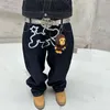 Jeans maschile y2k jeans maschile streetwear 2000s harajuku hip hop hop ha stampato mobilità scarno jeans vari americani panoramici ad alta vita pantaloni gamba 230817