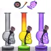 Wholesale mini travel hookak Cheap protable glass tobacco water bong pipe for smoking with metal dry herb bowl