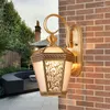 Lâmpada de parede jardim vintage de cobre tom de vidro luz e27 arandela iluminação externa varanda rural varanda à prova d'água varanda