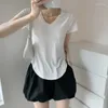 女性用Tシャツ夏モーダルTシャツソリッドカラー半袖セクシーVネック韓国スタイリッシュルーズカジュアルクラシック女性トップスTEES C5063