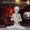 Decorative Objects Figurines Skeleton Resin Decor Scary Spiritual Sculpture Day Of The Dead Decorations Halloween Yoga Posture Statue Party Favor 230818