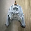 Womens Jackets Fall Fashion Ladies Denim Short Jacket With Rhinestone Fringe Loose Top 230817