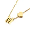 Colares pendentes jóias de moda feminina a-z 26 Palavra Dainty Heart Colar inicial 18K Chain de charme da corrente de ouro aço inoxidável aço inoxidável
