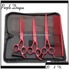 Per capelli a forbice per capelli 4pcs da 7 pollici di parrucchiere inossidabile Drago viola per mascoti che tagliano cesoie di assottigliamento per cuscinetti per la toeletta