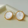 Stud Earrings Chinese Style Tulip White Shell Woman Elegant Personality Fashion Commuter Court Vintage Jewelry