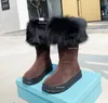 Monolith Boots Designer Triangle Logo Fur swobodne buty kobiety Najwyższej jakości platforma moda jesienna zima ciepłe wełniane buty