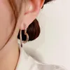 Hoop Earrings Heart Earings Plated Gold Metal Lines Large Korean Minimalistic Jewelry Hypoallergenic Statement Girl Gift