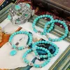 Strand Ihues European American for Women Bohemian Ethnic Style Turquoise Bracelets Girls Daily Decoration