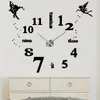 الساعات الحائط كبيرة الصامتة الصامتة ذاتي اللصق DIY 3D Digital Clock Sticker Angel English Letters Big Home Decor