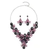 Collier Boucles d'oreilles Ensemble de couleurs violettes Drop Drop Bridal Bridal Formal Prom Crystal Rhinestone Brides