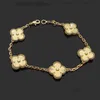 Bracelet de chaîne de liaison de créateurs à quatre feuilles Cleef Clover Womens Fashion Gold Bracelets bijoux U6 16xw9