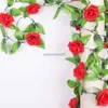 Decoratieve bloemen kransen 240 cm rozen kunstbloemen lange dikke wijnstok hangen voor bruiloft huiskamer decoratie tuin arch diy nep plant wijnstok hkd230818