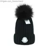 Beanie/Skull Caps Fashion Men Winter gebreide hoed Echte hoed Vrouwen Dikke Beanies Raccoon Pompoms houden Warm Girl Caps Flowers Elastic Bone Z230819