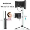 Microphones Foldable Microphone Pop Filter Floor Tripod Condenser Microphone Wind Screen kits Isolation Shield for bm800 Mic Windscreen HKD230818