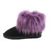 Boots Women's Furry Winter Ankle Snow Fluffy Cuff Collar Flat Shoes