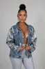 Womens Jackets Shiny Sequined Jeans Casual Coats Outerwear Sexy Women Turn Down Collar Elegant Ripped Denim Jacket Coat 230817