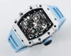 2024 BBR Montre pour hommes RM35-01 Montre en fibre de carbone RMUL2 creux un mouvement Gemme blanche amortisseur poids seulement 50g matériau en alliage de titane