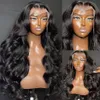 30 Inch Body Wave Lace Front Human Hair Wigs 220%density Brazilian Water Wavy Lace Frontal Wig for Women PrePlucked Transparent Lace Wig