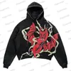 Women's Hoodies Cotton American Street Gothic Graffiti Skull Hooded Print Men And Women Y2K Retro Garbage Loose Couple Autumn Winter Tops