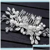 Hoofdbanden JewelryElegant Combs for Bride Crystal Rhinestones Pearls Dames Pins Bridal Headpiece Haar sieraden Aessories Drop levering H DHQR3
