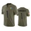 Jerseys Los Angeles''Rams''Men 10 Cooper Kupp 99 Aaron Donald 89 Tyler Higbee 5 Alen Ramsey Mulheres Juventude Olive Custom Salute To Service Limited Jersey