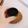 Masa Paspasları 1 PC Yuvarlak Doğal Rattan Kase Mat El Yapımı Yalıtımlı Placemats Coasters Mutfak Dekoratif Aksesuarları